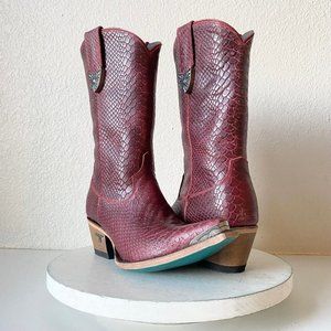 Lane BAD HABITS Western Boots 7.5 Red Cowboy Boots Snip Toe Midi Calf Rodeo